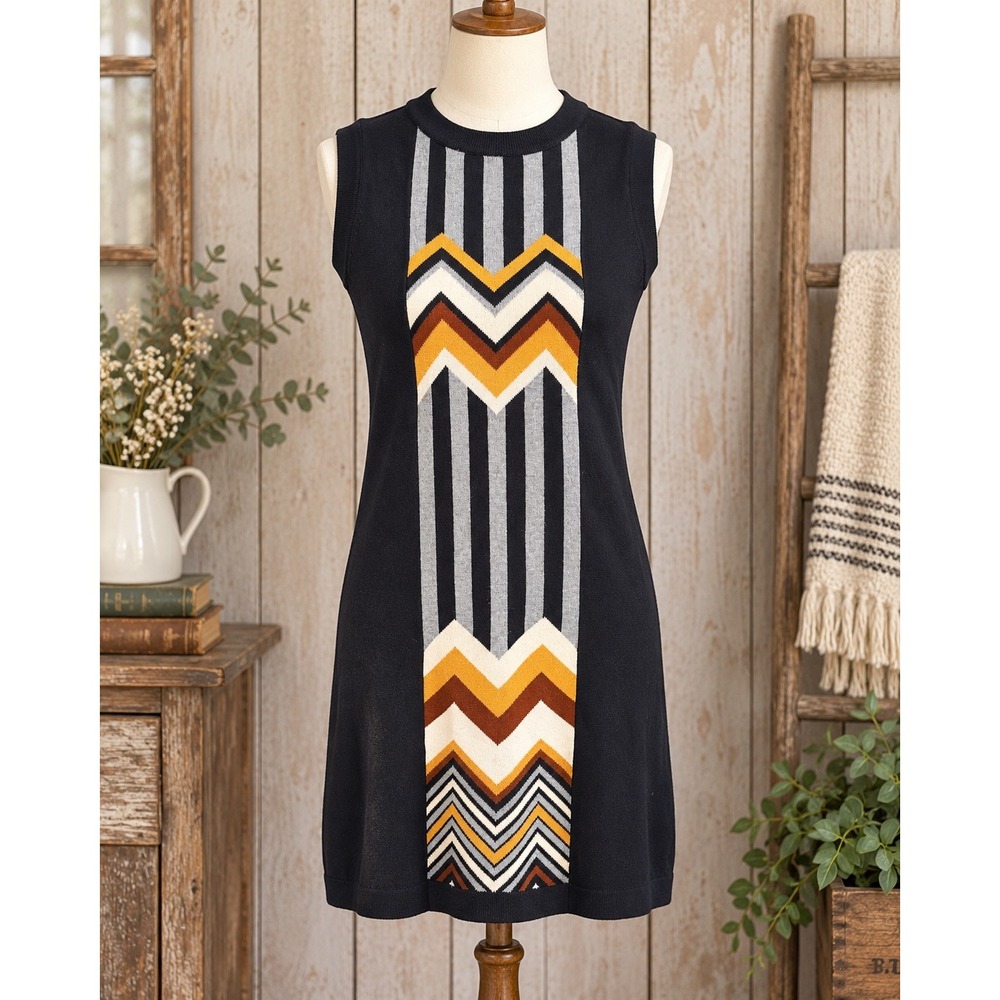 Missoni for Target Navy Blue Chevron Stripe Knit Sleeveless Sweater Dress XS